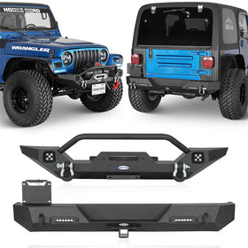 HookeRoad Different Trail Front Bumper & Rear Bumper Combo for 1987-2006 Jeep Wrangler YJ TJ b10091012s 1