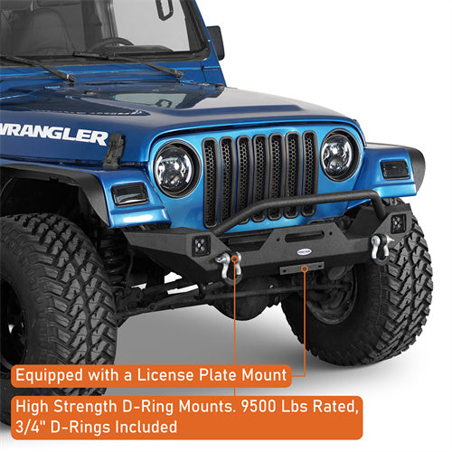 Load image into Gallery viewer, HookeRoad Different Trail Front Bumper w/Winch Plate for 1987-2006 Jeep Wrangler TJ YJ b1012bs 10
