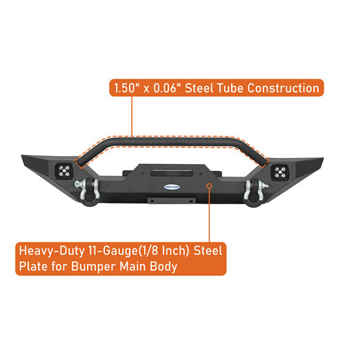 HookeRoad Different Trail Front Bumper w/Winch Plate for 1987-2006 Jeep Wrangler TJ YJ b1012bs 11