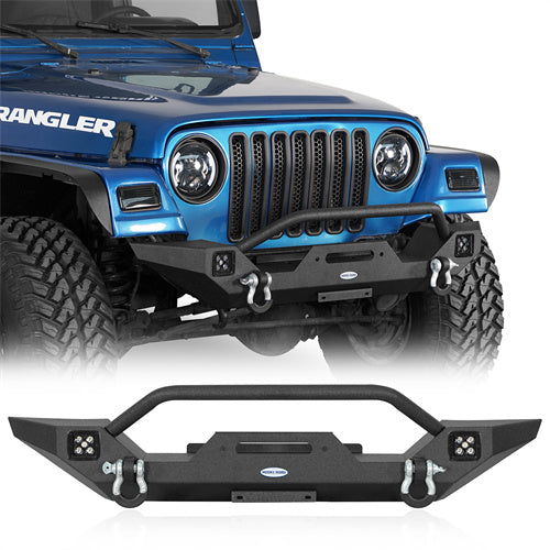 Load image into Gallery viewer, HookeRoad Different Trail Front Bumper w/Winch Plate for 1987-2006 Jeep Wrangler TJ YJ b1012bs 1
