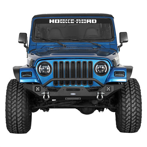 Load image into Gallery viewer, HookeRoad Different Trail Front Bumper w/Winch Plate for 1987-2006 Jeep Wrangler TJ YJ b1012bs 2
