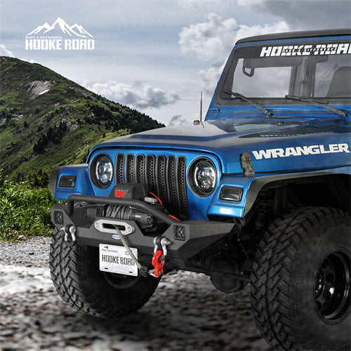 HookeRoad Different Trail Front Bumper w/Winch Plate for 1987-2006 Jeep Wrangler TJ YJ b1012bs 44