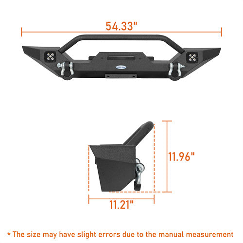 Load image into Gallery viewer, HookeRoad Different Trail Front Bumper w/Winch Plate for 1987-2006 Jeep Wrangler TJ YJ b1012bs 7
