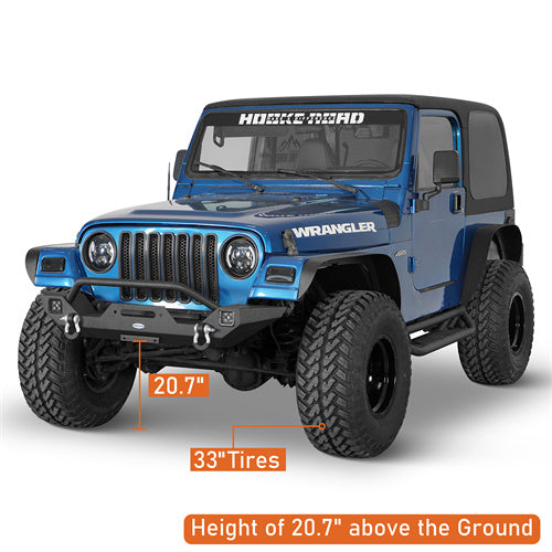 Load image into Gallery viewer, HookeRoad Different Trail Front Bumper w/Winch Plate for 1987-2006 Jeep Wrangler TJ YJ b1012bs 8
