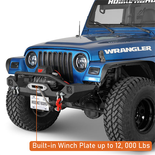 Load image into Gallery viewer, HookeRoad Different Trail Front Bumper w/Winch Plate for 1987-2006 Jeep Wrangler TJ YJ b1012bs 9
