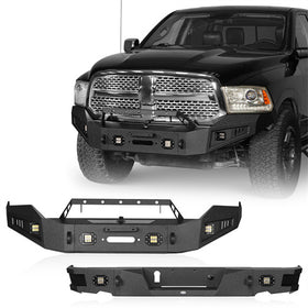 HookeRoad Dodge Ram Front Bumper & Rear Bumper Combo for 2013-2018 Dodge Ram 1500, Excluding Rebel b60016002s 2