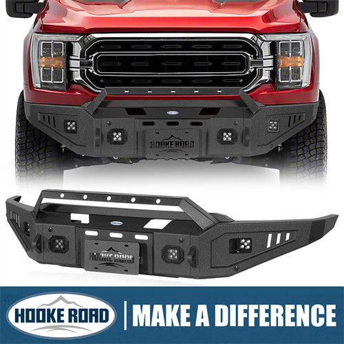 Load image into Gallery viewer, Hooke Road 2021-2023 Ford F-150 Front Bumper w/ Winch Plate &amp; LED Spotlights Excluding Raptor b8300 12
