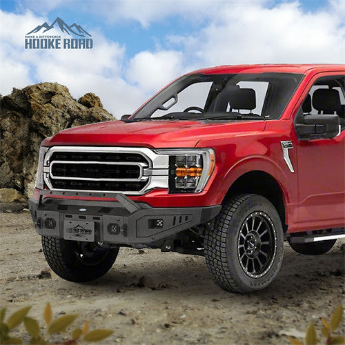 Load image into Gallery viewer, Hooke Road 2021-2023 Ford F-150 Front Bumper w/ Winch Plate &amp; LED Spotlights Excluding Raptor b8300 4
