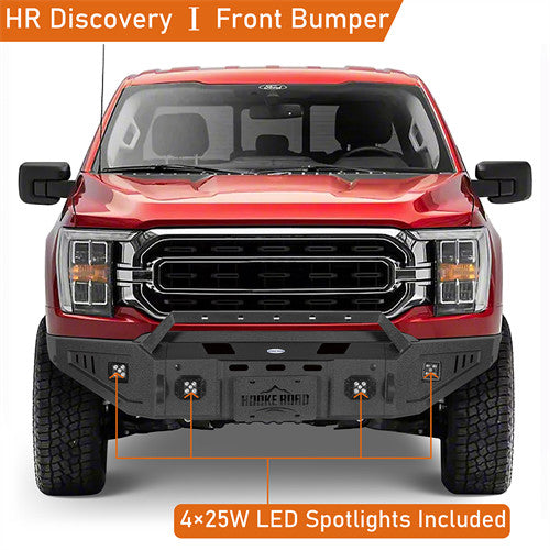 Load image into Gallery viewer, Hooke Road 2021-2023 Ford F-150 Front Bumper w/ Winch Plate &amp; LED Spotlights Excluding Raptor b8300 8
