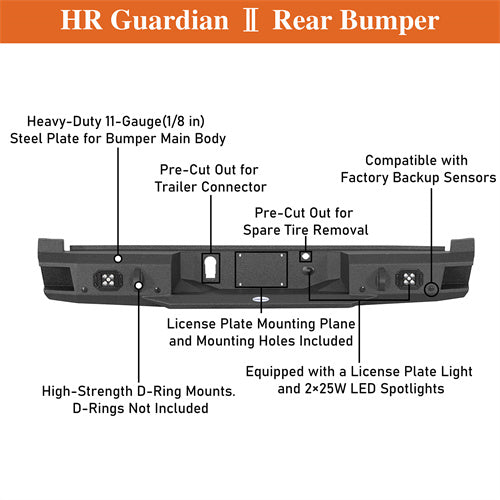 Load image into Gallery viewer, Hooke Road Ford F-150 Rear Bumper w/Spotlights for 2021-2024 Ford F-150, Excluding Raptor &amp; Tremor b8303 10
