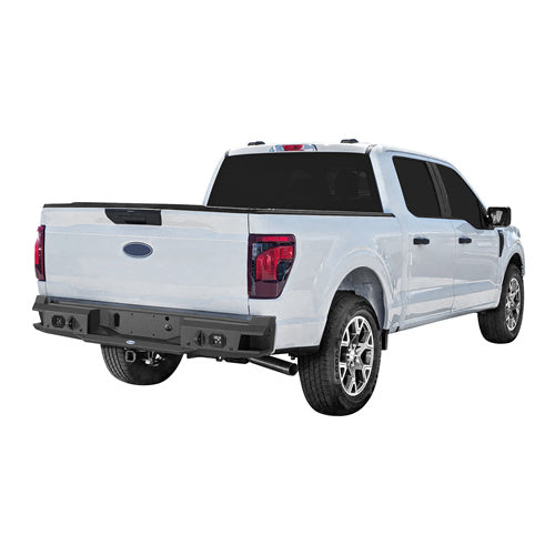 Hooke Road Ford F-150 Rear Bumper w/Spotlights for 2021-2024 Ford F-150, Excluding Raptor & Tremor b8303 2