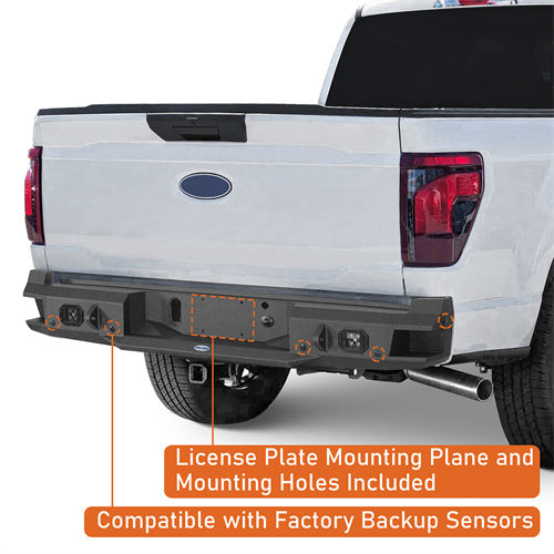 Load image into Gallery viewer, Hooke Road Ford F-150 Rear Bumper w/Spotlights for 2021-2024 Ford F-150, Excluding Raptor &amp; Tremor b8303 7
