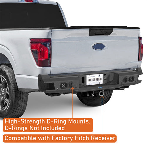 Hooke Road Ford F-150 Rear Bumper w/Spotlights for 2021-2024 Ford F-150, Excluding Raptor & Tremor b8303 8