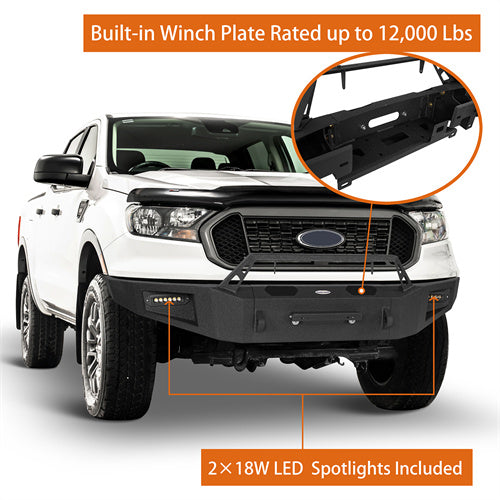 Load image into Gallery viewer, Hooke Road Ford Heavy Duty Front Winch Bumper Replacement (19-23 Ranger) b8801 7
