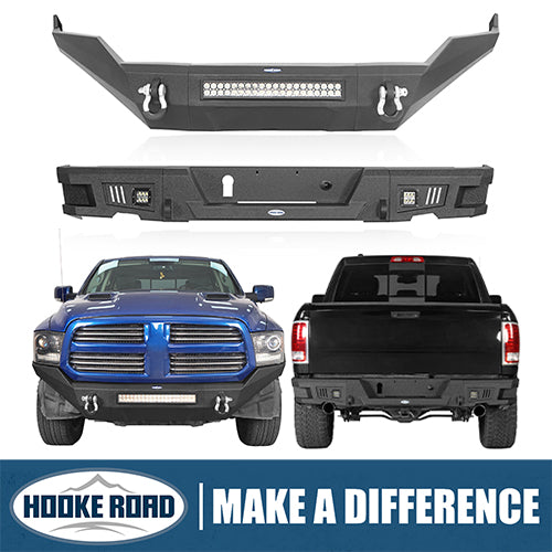 Load image into Gallery viewer, HookeRoad Full Width Front Bumper &amp; Rear Bumper for 2013-2018 Dodge Ram 1500, Excluding Rebel Hooke Road HE.6000+6005 1
