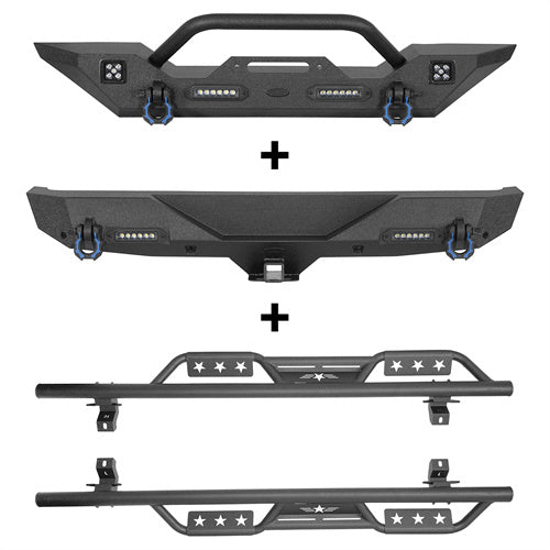 Hooke Road Front Bumper / Rear Bumper / Running Boards Side Steps(18-24 Jeep Wrangler JL)