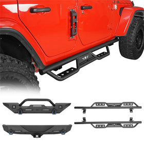 Hooke Road Front Bumper / Rear Bumper / Running Boards Side Steps(18-24 Jeep Wrangler JL)