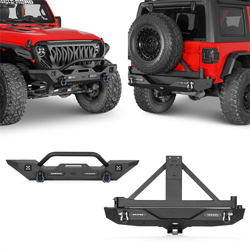 Load image into Gallery viewer, Hooke Road Front Bumper &amp; Rear Bumper w/Tire Carrier(18-24 Jeep Wrangler JL)
