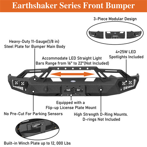 Load image into Gallery viewer, Hooke Road Front Bumper Replacement for 2019-2024 Ram 1500, Excluding EcoDiesel, Rebel &amp; TRX b6036ab 12
