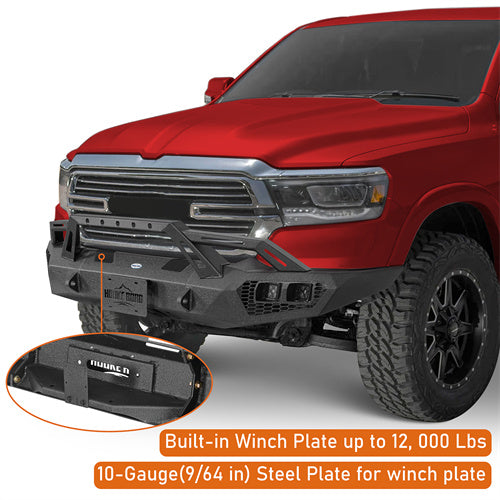 Hooke Road Front Bumper Replacement for 2019-2024 Ram 1500, Excluding EcoDiesel, Rebel & TRX b6036ab 9