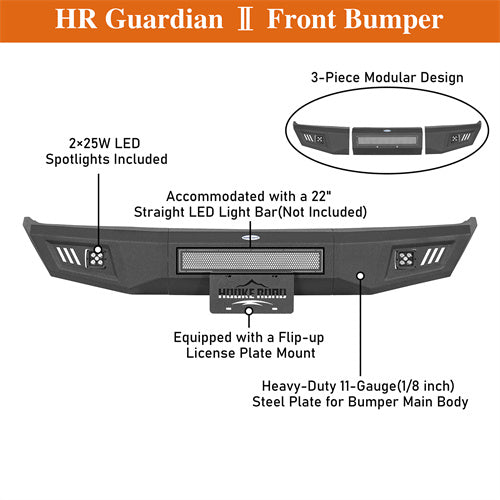 Load image into Gallery viewer, Hooke Road Front Bumper with LED Spotlights for 1988-1998 Chevy C/K 1500 2500 3500 b9082 11
