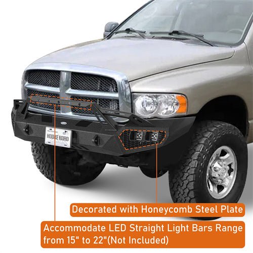 Load image into Gallery viewer, Hooke Road Front Bumper w/ Winch Plate &amp; 4 × LED Lights for 2003-2005 Ram 2500 3500, Excluding Diesel Models b6466 10
