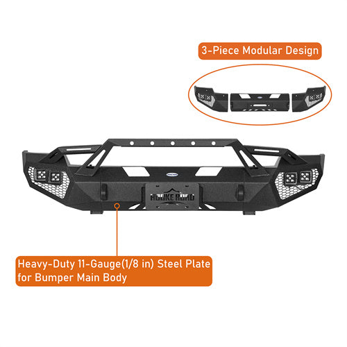 Load image into Gallery viewer, Hooke Road Front Bumper w/ Winch Plate &amp; 4 × LED Lights for 2003-2005 Ram 2500 3500, Excluding Diesel Models b6466 11
