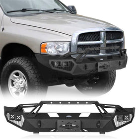 Hooke Road Front Bumper w/ Winch Plate & 4 × LED Lights for 2003-2005 Ram 2500 3500, Excluding Diesel Models b6466 1