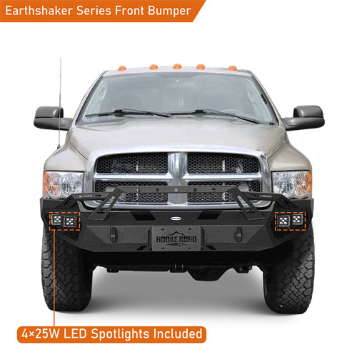 Load image into Gallery viewer, Hooke Road Front Bumper w/ Winch Plate &amp; 4 × LED Lights for 2003-2005 Ram 2500 3500, Excluding Diesel Models b6466 8
