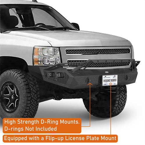 Hooke Road Front Bumper w/ Winch Plate & LED Spotlights for 2007-2013 Chevy Silverado 1500 2nd Generation b9034ab 10