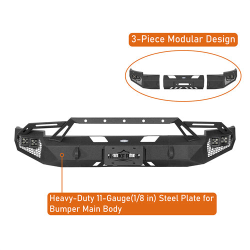 Hooke Road Front Bumper w/ Winch Plate & LED Spotlights for 2007-2013 Chevy Silverado 1500 2nd Generation b9034ab 11