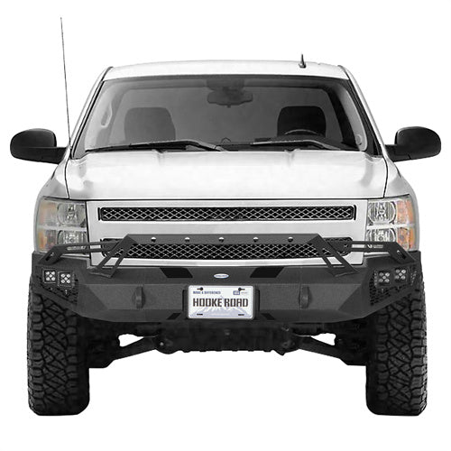 Load image into Gallery viewer, Hooke Road Front Bumper w/ Winch Plate &amp; LED Spotlights for 2007-2013 Chevy Silverado 1500 2nd Generation b9034ab 2
