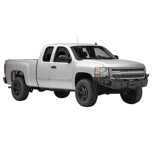 Hooke Road Front Bumper w/ Winch Plate & LED Spotlights for 2007-2013 Chevy Silverado 1500 2nd Generation b9034ab 3