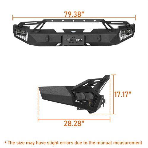 Hooke Road Front Bumper w/ Winch Plate & LED Spotlights for 2007-2013 Chevy Silverado 1500 2nd Generation b9034ab 7