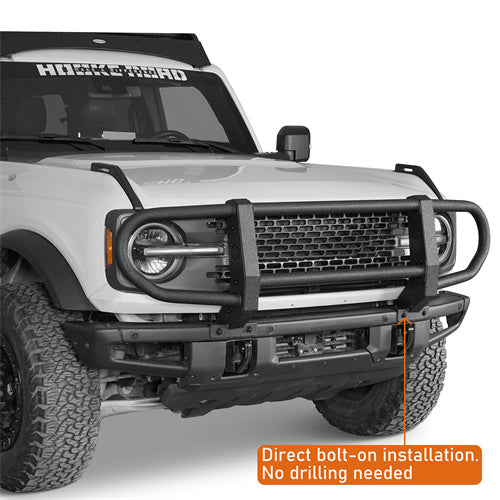 2021-2025 Ford Bronco Full Grille Guard Front Brush Guard Hooke Road b8932s 9