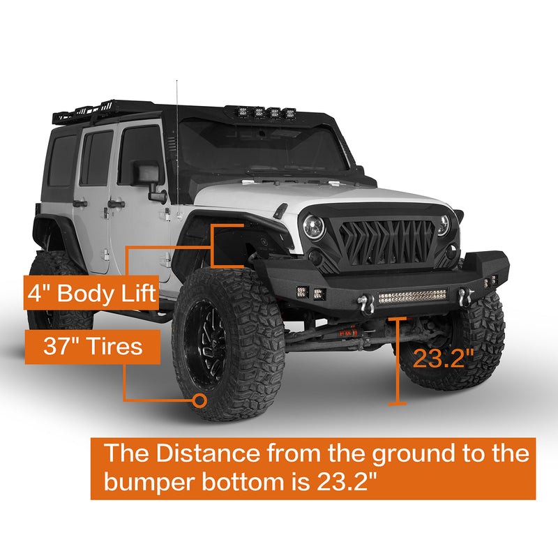 Load image into Gallery viewer, HookeRoad Jeep JK Full Width Front Bumper &amp; Rear Bumper w/Tire Carrier for 2007-2018 Jeep Wrangler JK JKU Products Hooke Road4x4 HE.2052+HE.2029  8
