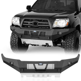 Hooke Road Full-Width Front Bumper with Skid Plate & LED Lights for 2005-2011 Toyota Tacoma b4038s 1