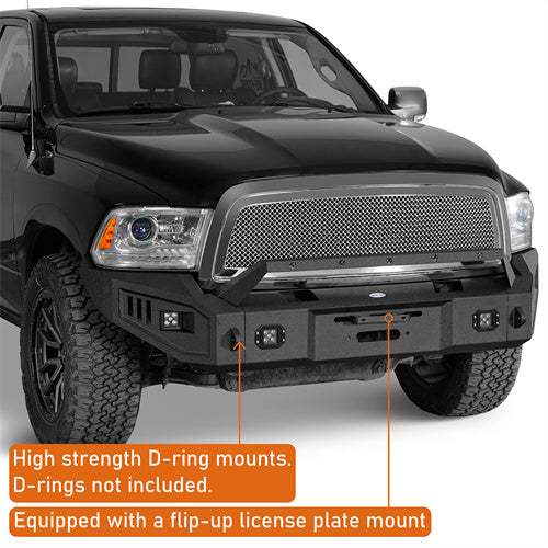 Load image into Gallery viewer, Hooke Road Full-Width Front Bumper with winch plate for 2009-2012 Ram 1500 b6202s 11
