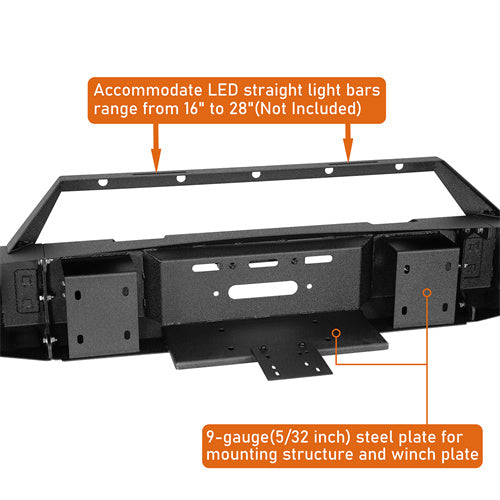 Hooke Road Full-Width Front Bumper with winch plate for 2009-2012 Ram 1500 b6202s 13