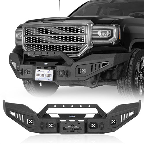 Hooke Road Full-Width Front Bumper wIth Winch Plate & LED Spotlights for 2016-2018 GMC Sierra 1500 b9460 1