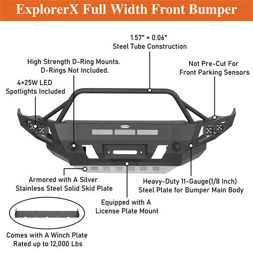 Load image into Gallery viewer, Hooke Road Full Width Front Bumper with Winch Plate for 2014-2024 Toyota 4Runner b9812sab 11
