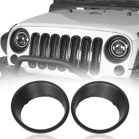 Hooke Road Headlight Cover Angry Bird Bezels Trim for 2007-2015 Jeep Wrangler JK mmr20110 1