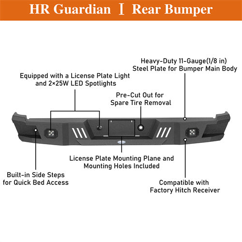 Load image into Gallery viewer, Hooke Road Heavy-duty Steel Rear Bumper for Chevy C/K 1500 2500 Fleetside 1988-1998 b9084 12
