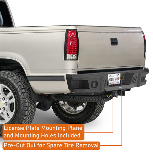 Hooke Road Heavy-duty Steel Rear Bumper for Chevy C/K 1500 2500 Fleetside 1988-1998 b9084 9