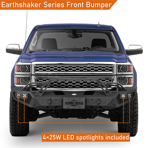 Load image into Gallery viewer, Hooke Road Front Bumper with Winch Plate for 2014-2015 Chevy Silverado 1500 b9037ab 10
