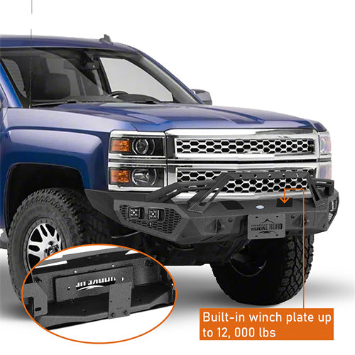 Load image into Gallery viewer, Hooke Road Front Bumper with Winch Plate for 2014-2015 Chevy Silverado 1500 b9037ab 11
