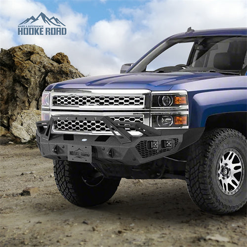 Load image into Gallery viewer, Hooke Road Front Bumper with Winch Plate for 2014-2015 Chevy Silverado 1500 b9037ab 4
