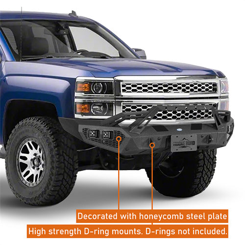 Load image into Gallery viewer, Hooke Road Front Bumper with Winch Plate for 2014-2015 Chevy Silverado 1500 b9037ab 8
