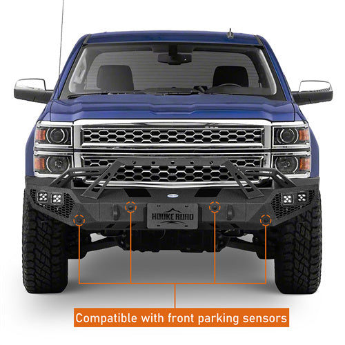 Load image into Gallery viewer, Hooke Road Front Bumper with Winch Plate for 2014-2015 Chevy Silverado 1500 b9037ab 9
