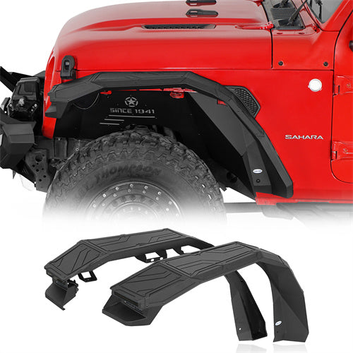 Load image into Gallery viewer, Hooke Road Aluminum Front Fender Flares for Jeep Wrangler JL 2018-2024 &amp; Gladiator JT 2020-2024 b3076s 1
